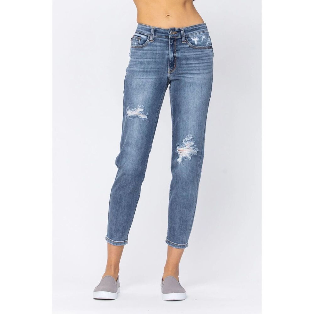 Judy Blue womens blue distressed slim fit ankle jeans Size‎ 7/28 stretch